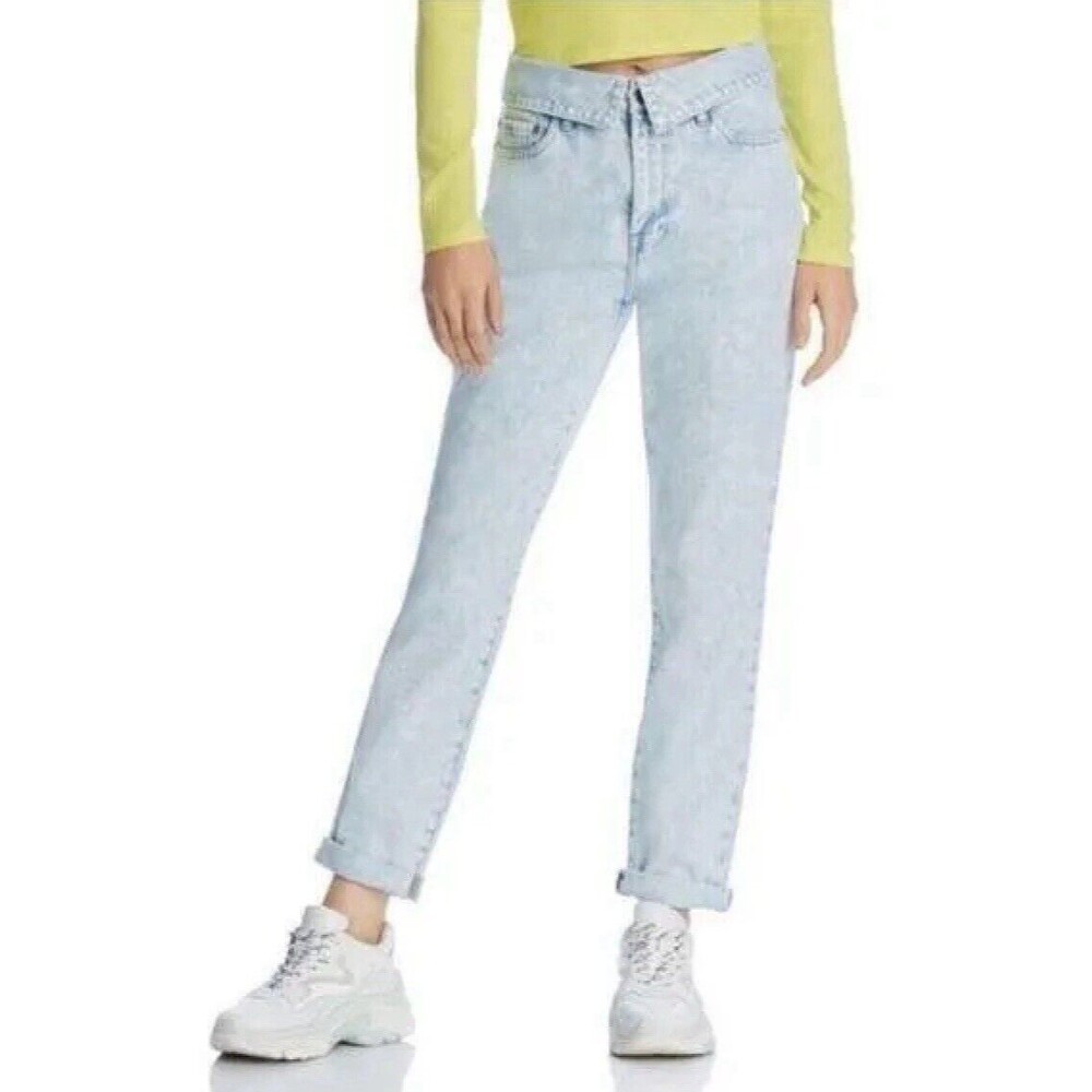 Pistola Fold-Over Relaxed Straight Leg Light Wash Jeans Size‎ 29